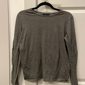 Lauren Jeans Co. Ralph Lauren Size Small Grey Bedazzled LRL Long Sleeve Shirt